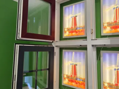 Fenster mit verschiedenen Farben, Aufbauvarianten und Glasarten